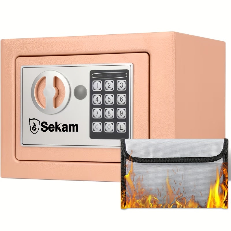 Fireproof Home Safe Box with Digital Keypad and Key Lock Heavy Duty Steel Security Safe for Money Documents Valuables Jewelry Passports 0.23 0.8 1.5 2.2 Cubic Feet Multiple Colors with Cash Bag
