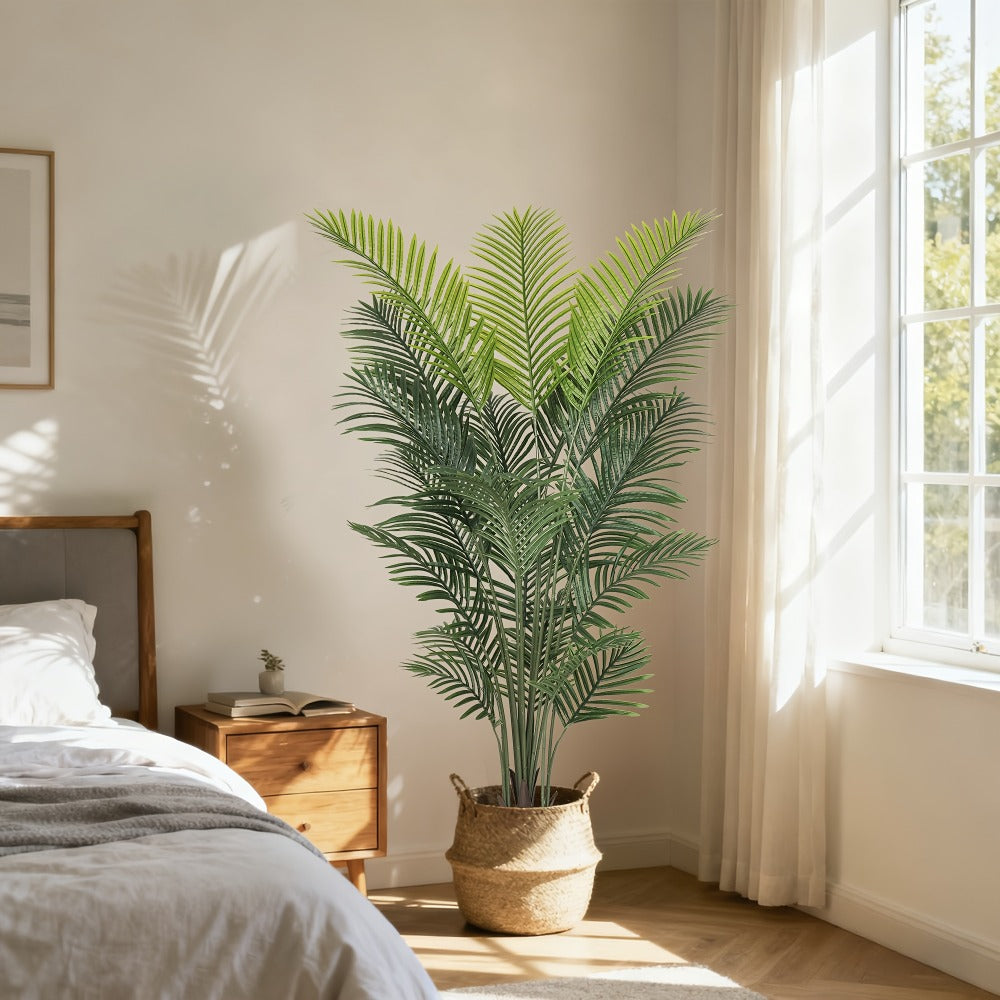 Artificial Palm Tree Fake Indoor Plant ¨C 4/5/6FT Faux Tropical Areca Palm with Realistic Leaves, Planter Options, for Living Room Bedroom Office Patio Home Decor