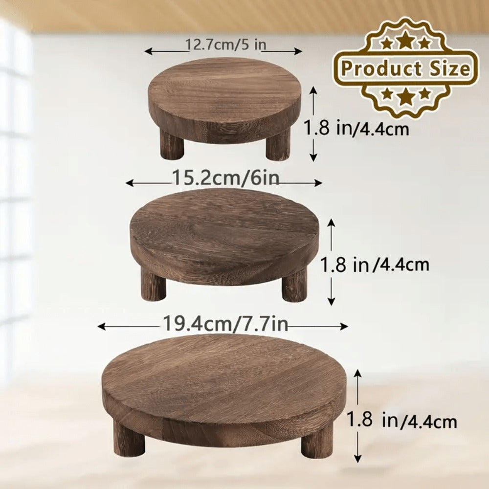 Wooden Display Risers Set of 3 ¨C Rustic Farmhouse Cake Stand Pedestals for Kitchen Counter, Home Decor, Christmas & Holiday Table Centerpiece Organizer