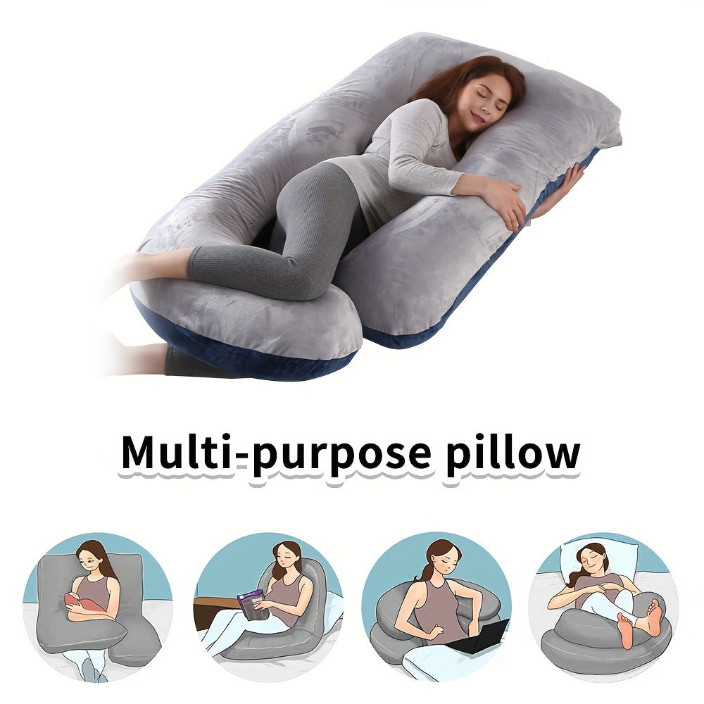 Pregnancy Pillow J-Shape 60 Inch Full Body Maternity Pillow with Velvet Cover ¨C Back Leg Belly Support for Pregnant Women Side Sleeper Body Pillow Multiple Colors