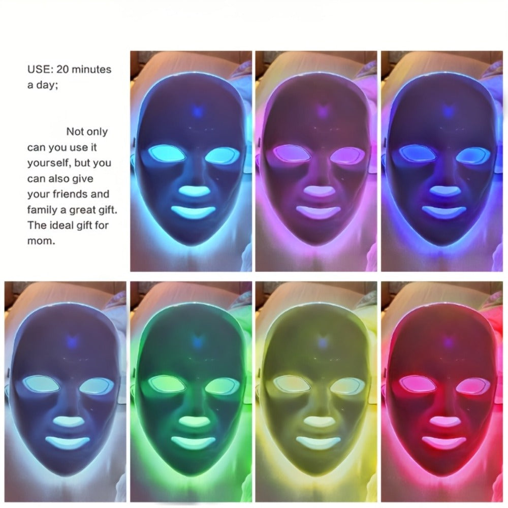Portable 7-Color LED Facial Mask Device ¨C USB Rechargeable Home Beauty Skincare Tool for Face Care, Anti-Aging & Acne, Perfect Gift for Girlfriend & Valentine's Day