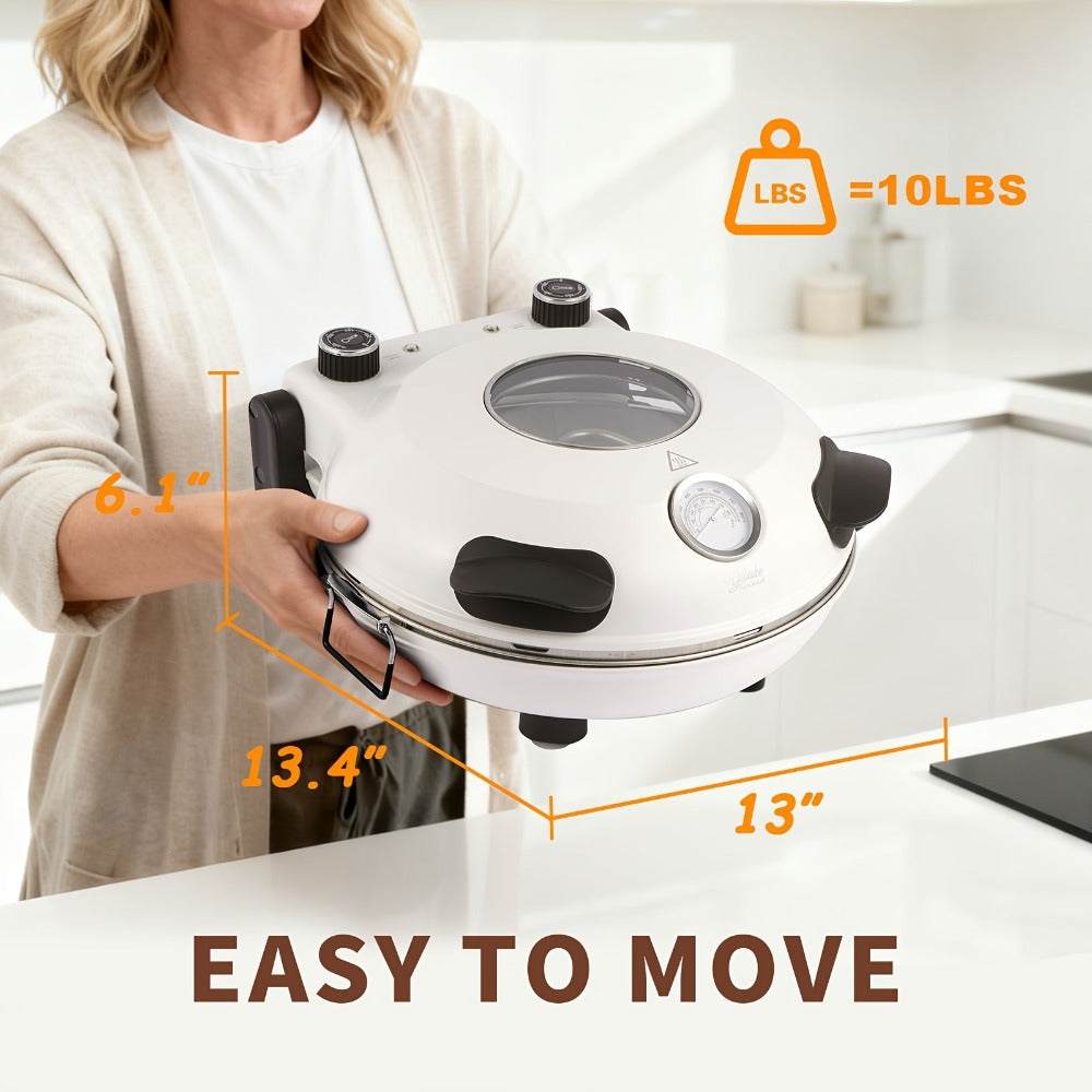 Indoor Pizza Oven Countertop ¨C 12-Inch Electric Pizza Maker Machine for Home Kitchen, Heats Up to 800¡ãF, Fast Baking Grill Oven with Even Heat Distribution, White