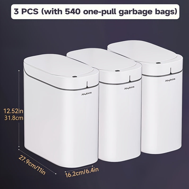 Automatic Sensor Trash Can Self-Emptying 3.8 Gallon with Drawstring Bags - Hands Free Infrared Smart Waste Bin for Bathroom Kitchen Bedroom Office Dorm Room