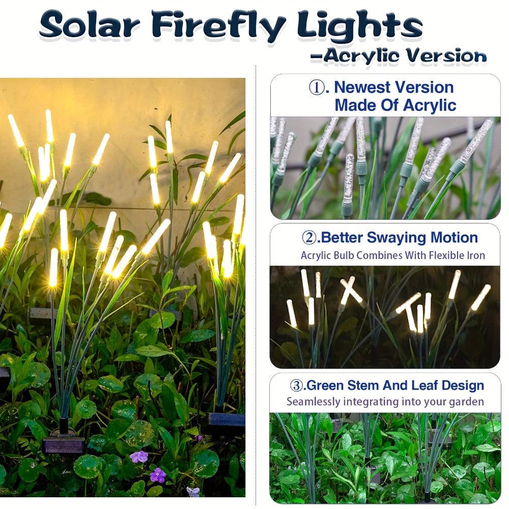 Solar Bubble Pathway Lights Outdoor 4 Pack ¨C IP44 Waterproof Acrylic Reed Stake Lights Auto On/Off Dusk to Dawn | Warm White Solar Powered LED for Garden, Yard, Driveway, Walkway & Patio Decor