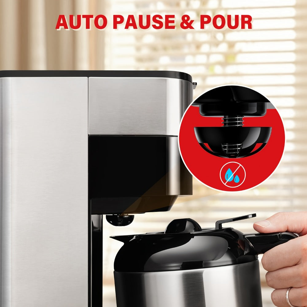 Touch Screen Programmable Drip Coffee Maker, Stainless Steel, Pause & Serve, Customizable Brew Strength, Keep Warm, Auto Shut-Off, Modern Coffee Machine for Home Kitchen