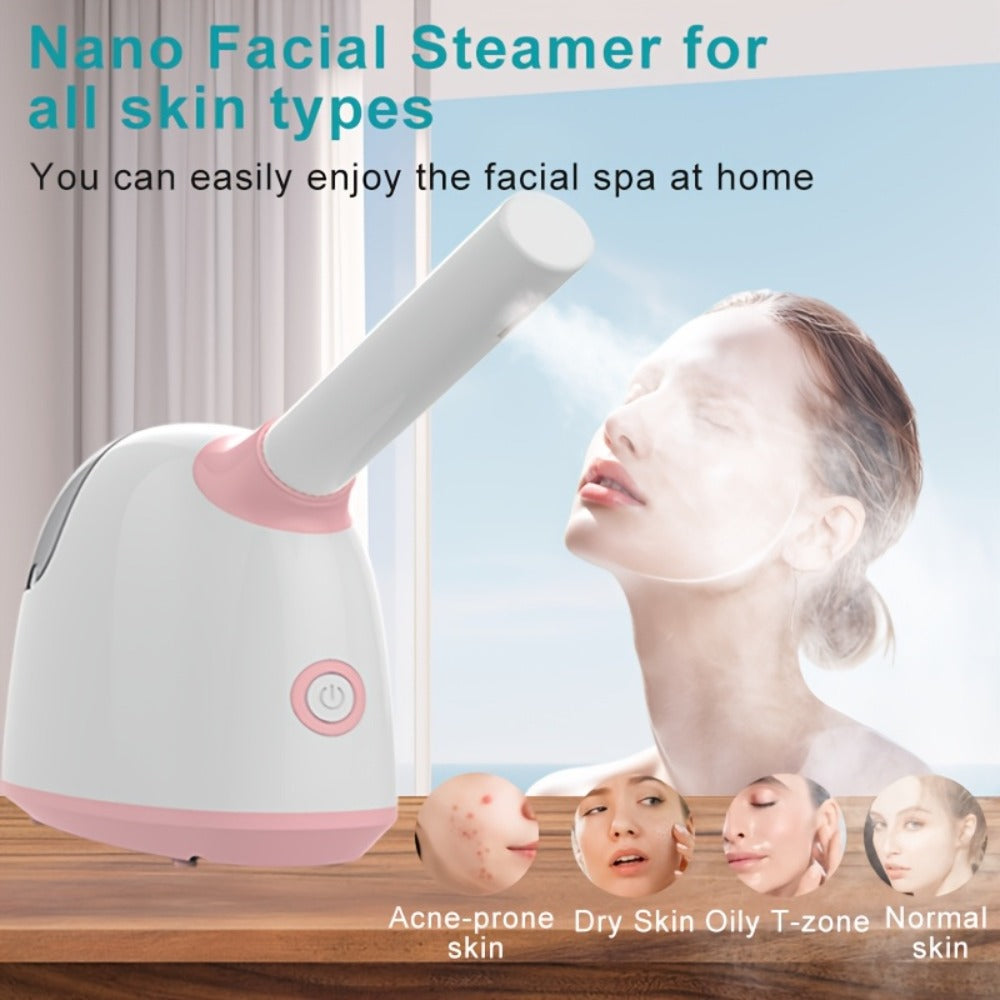 Facial Steamer Nano Ion Mist - Deep Pore Cleansing Home Spa Face Steamer with 360¡ã Rotatable Arm, Blackhead Remover, Portable & Salon-Grade Skin Hydration Beauty Tool