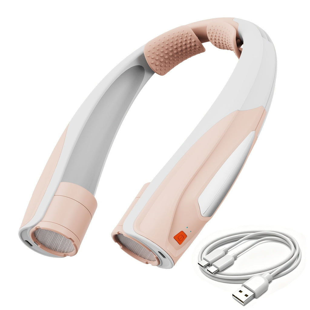 Neck Fan Wearable Bladeless Neckband Fan 3000mAh Dual Battery 6 to 20 Hours Battery Life Dual Wind Speeds Super Quiet Brushless Motor USB Charging Soft Silicone Strap for Work Travel Sports Outdoor