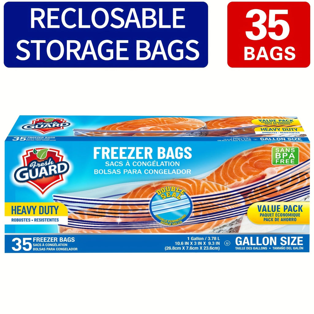Reclosable Food Storage Bags Heavy Duty Ziplock Seal Fresh-Keeping Bags for Fruits Vegetables Grains Meat Kitchen Organizer Multiple Sizes 0.25 Gal 1 Gal 2 Gal
