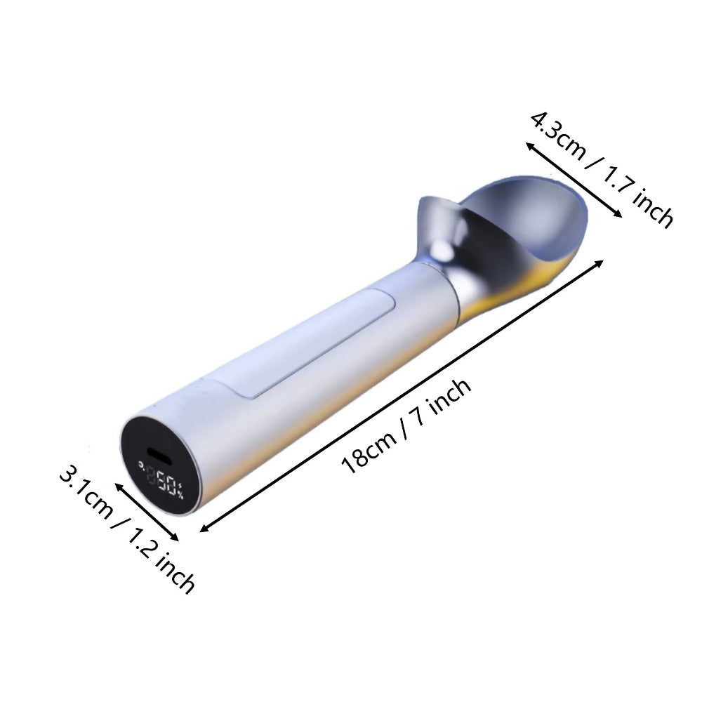 Heated Electric Ice Cream Scoop ¨C USB-C Rechargeable with 3 Temperature Levels up to 158¡ãF, Touch-Activated, IPX7 Waterproof, LED Display, Food Grade Stainless Steel, Ergonomic Design for Hard Ice Cream