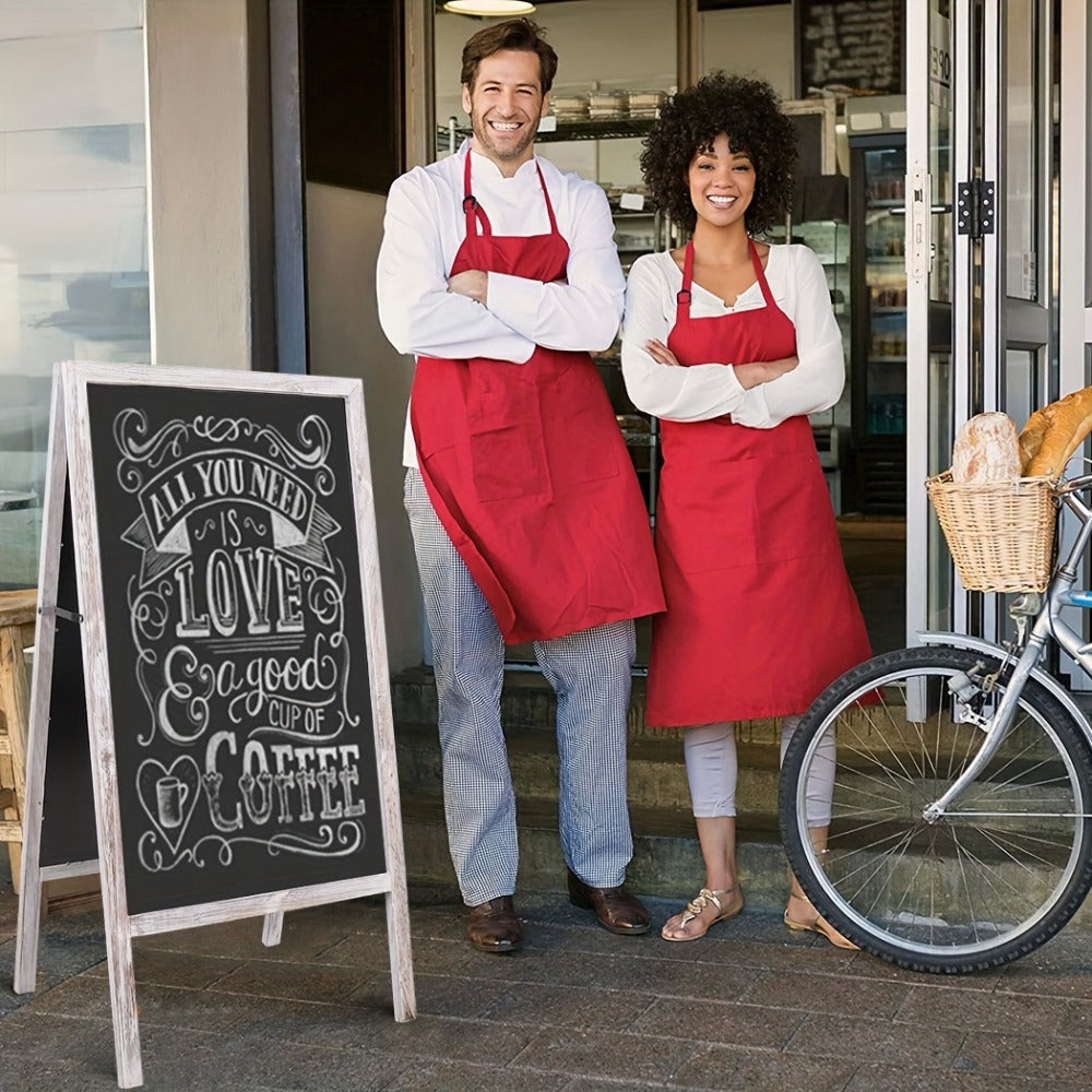 A-Frame Chalkboard Sign Double Sided Magnetic Wooden Standing Blackboard Menu Display Board for Restaurant Coffee Shop Bar Sidewalk Sandwich Board 39x20 Inch