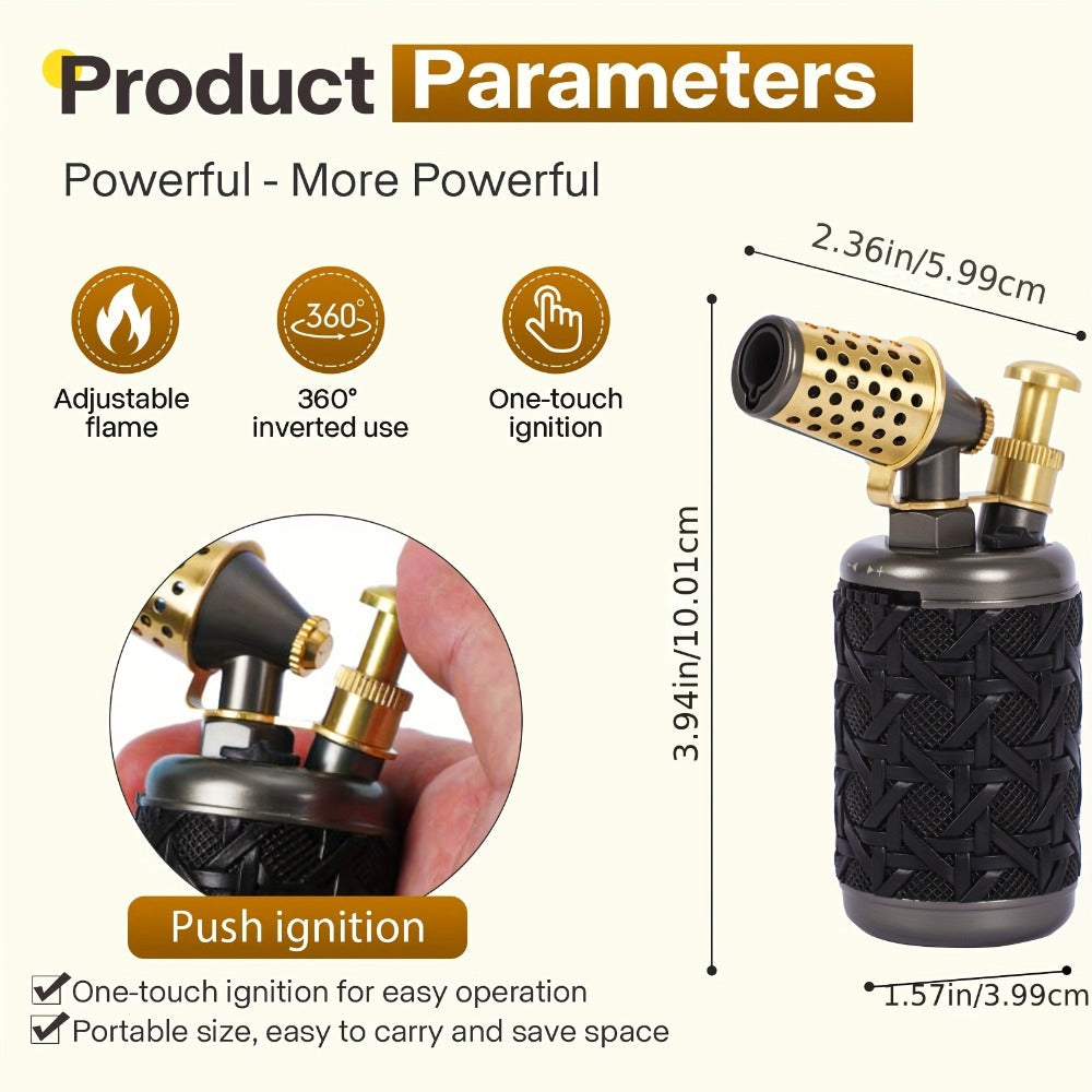 Butane Torch Kitchen Culinary Blow Torch Double Flame Adjustable Refillable Safety Lock 2372F for Creme Brulee Baking BBQ Camping Jewelry Making Gift Box Butane Not Included