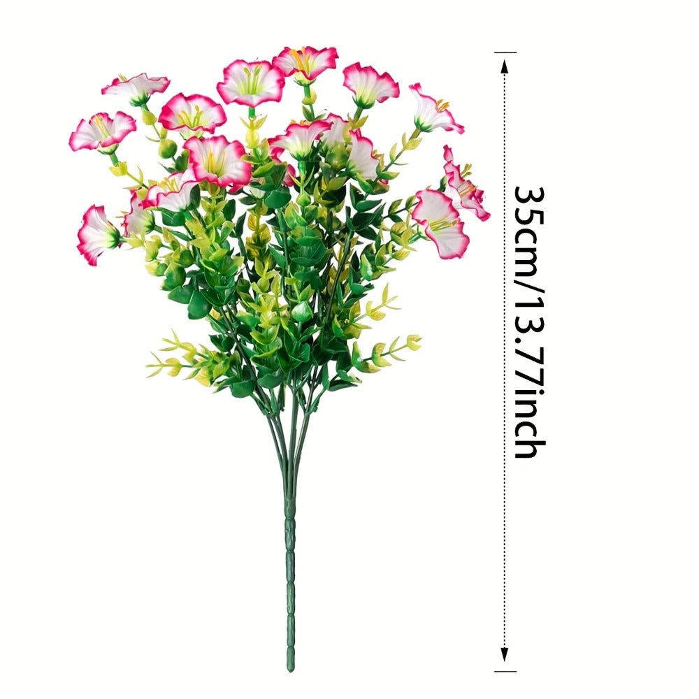 Artificial Flowers Outdoor 10 Bundles Faux Silk Pink Morning Glory - Realistic Fake Flowers for Porch, Patio, Window Box, Front Door, Garden Planter, All-Season Home Decor, Colorful Daisy Arrangement