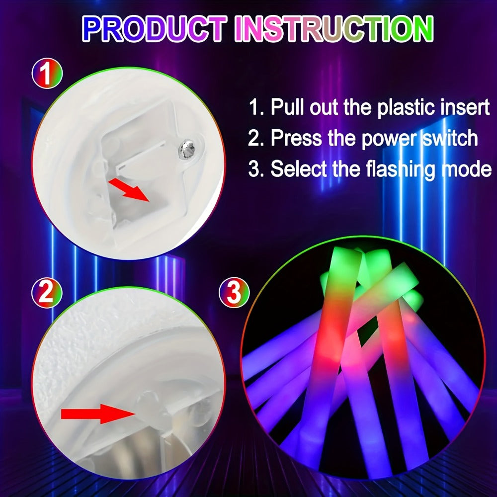 LED Glow Sticks for Party Decorations, Multi-Color Flashing Foam Sticks for Christmas, Weddings, Birthday, Festival, New Year & Halloween Parties (30/67/100/200PCS)
