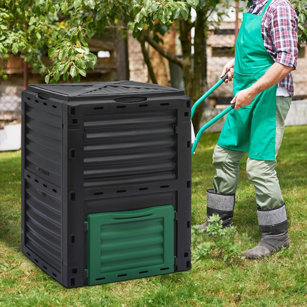 80 Gallon Large Compost Bin Outdoor Tumbler BPA Free Rotating Dual Chamber Composter with Sliding Door for Garden Patio All-Season Fast Working
