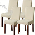 Dining Chair Covers Set of 4 6 Waterproof Stretch Parson Chair Slipcovers - Polar Fleece Jacquard Elastic Band Fit Kitchen Dining Room Chair Protector, 7 Colors, Beige Black Khaki Burgundy Gray
