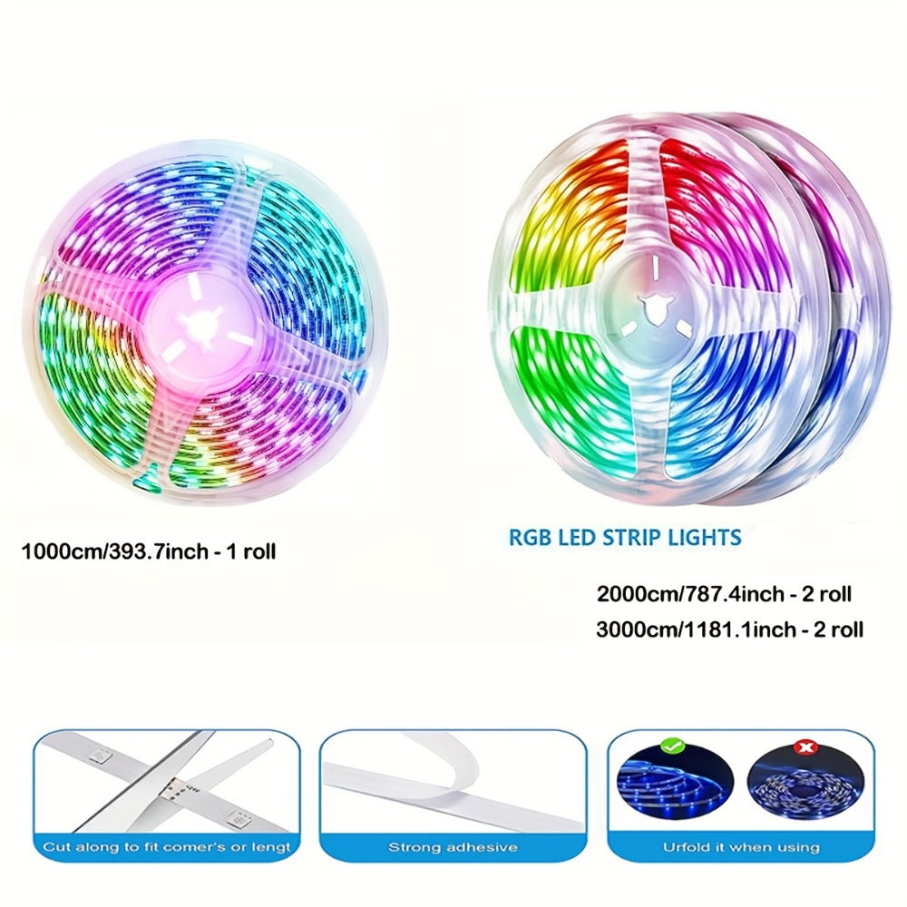 RGB LED Strip Lights Music Sync 5050 Color Changing LED Lights for Bedroom with App Remote Control 40 Key IR 16 Million Colors Dimmable Smart LED Light Strip Kitchen Gaming Room Party Decor 10m 20m 30m