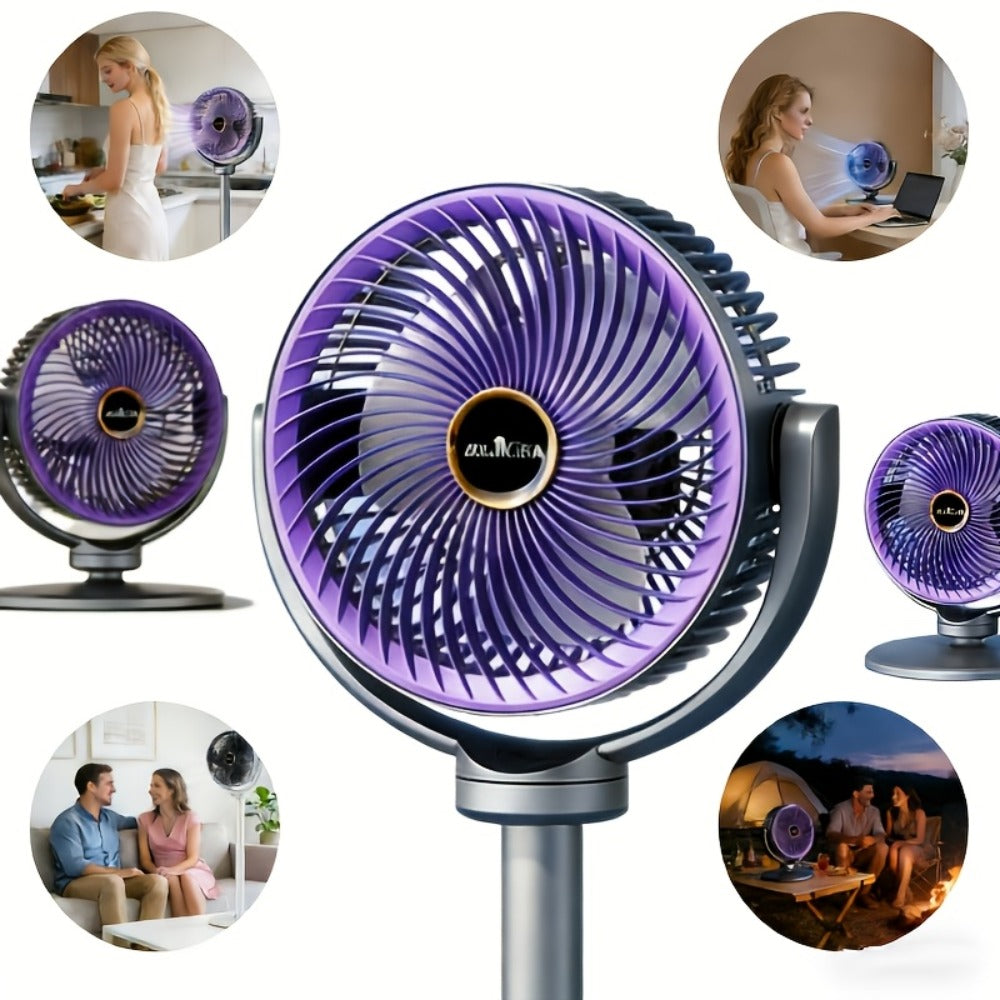 RV Fan 5-in-1 USB Rechargeable 4000mAh Battery 5-Speed Type-C Charging Port Portable Room Fan for Indoor Outdoor Camping Bedroom Desktop Ventilation