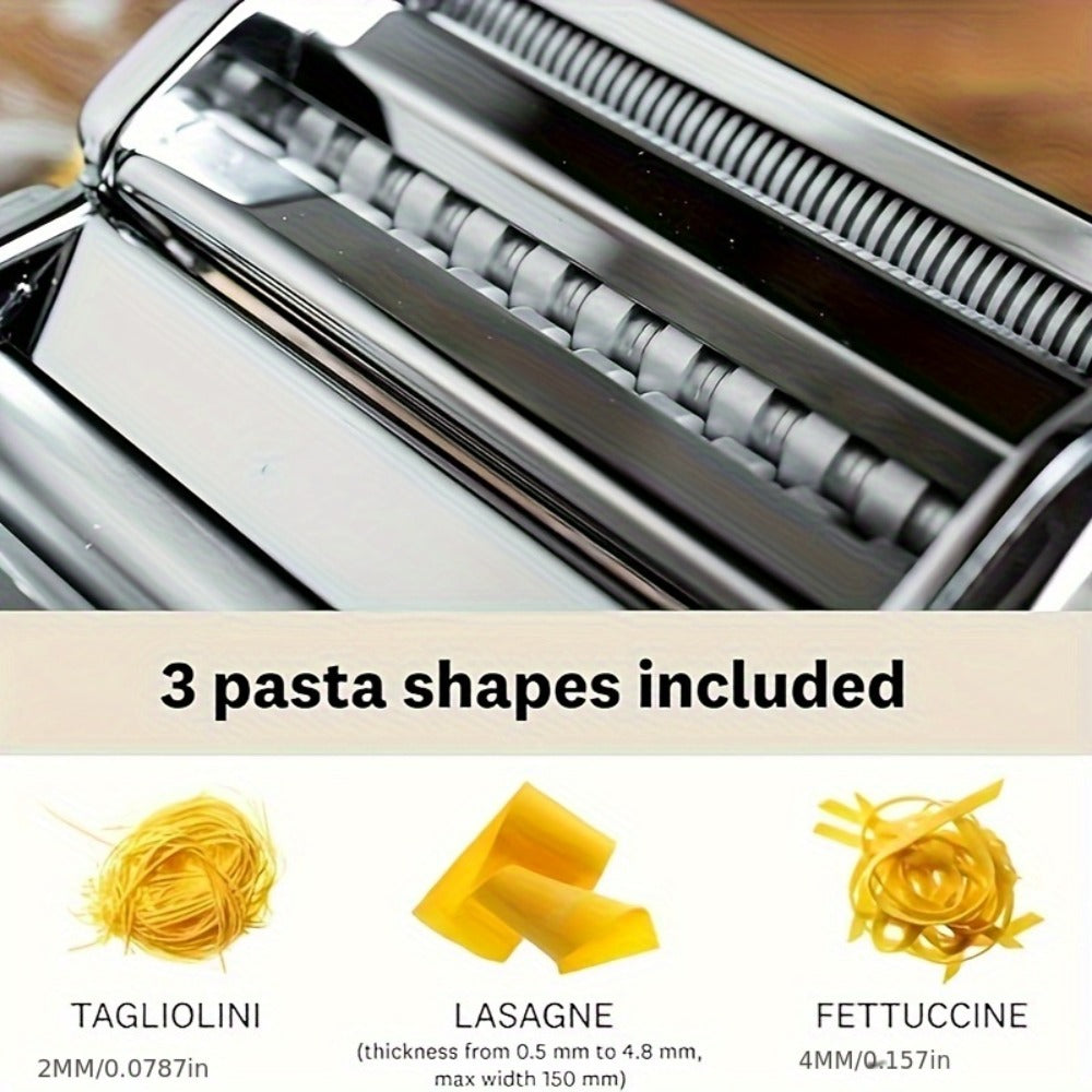 Pasta Machine with 8 Adjustable Thickness Settings, 2-in-1 Stainless Steel Manual Pasta Maker with Roller & Cutter, Homemade Noodle Maker for Spaghetti Fettuccine Lasagna Dumpling Wrappers