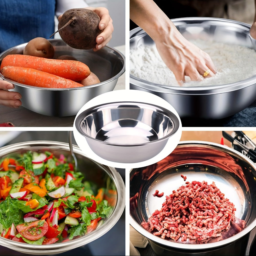 Stainless Steel Mixing Bowl Large 15.75 Inch with Footed Base ¨C Rust-Resistant Salad Bowl, Vegetable & Fruit Washing Basin, Soaking Tub & Dish Pan for Home Kitchen, Durable & Easy to Clean