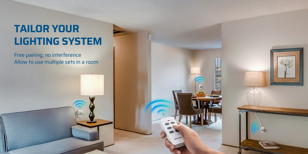 Wireless Remote Control Outlet Switch 100ft RF Range Programmable Expandable Plug-in Remote Light Switch No Wiring for Lamps Fans Appliances Indoor Use