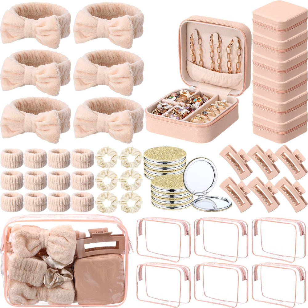 Spa Party Favors Set 48pcs for Women ¨C Sleepover Party Supplies with Headband, Wristband, Scrunchies, Hair Clip, Jewelry Case, Makeup Bag & Mirror, Bridesmaid Proposal Gift, Girls Night Return Gifts