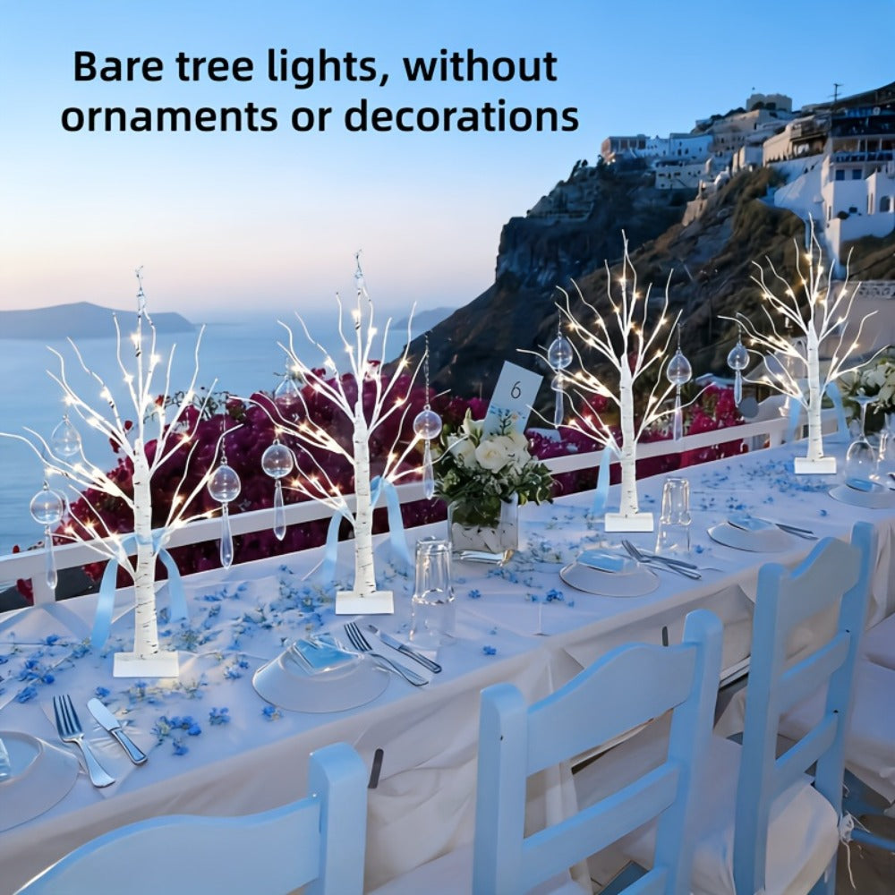 LED Illuminated Birch Tree Decoration ¨C Battery-Powered Warm White Glowing Birch Trees for Wedding, Home, Fireplace & Indoor Gatherings ¨C Freestanding Decorative Light Display, 4 or 6 Pack