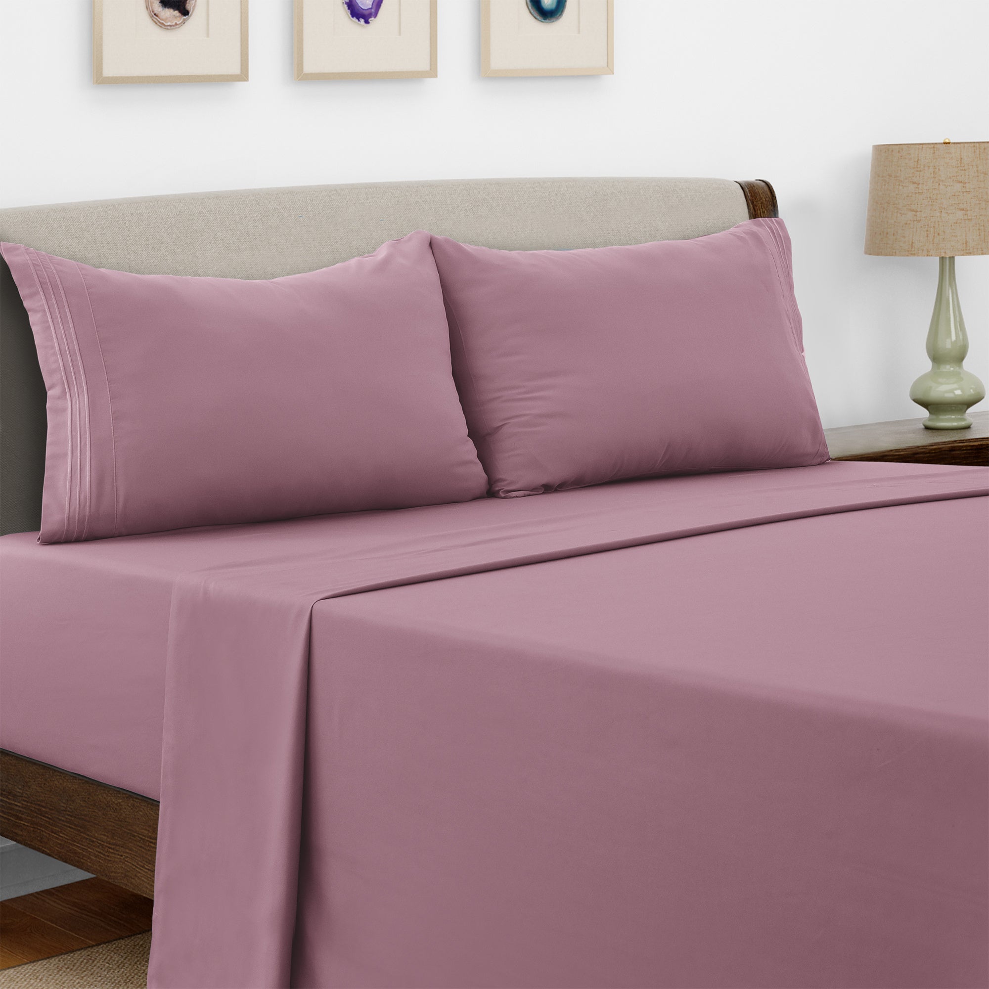 Microfiber Bed Sheet Set 4 Piece - Soft Breathable Deep Pocket 16 inch Fitted Sheet, Flat Sheet & Pillowcases, Wrinkle Fade Resistant Bedding for All Seasons Twin Twin XL Full Queen King Cal King, 24 Colors