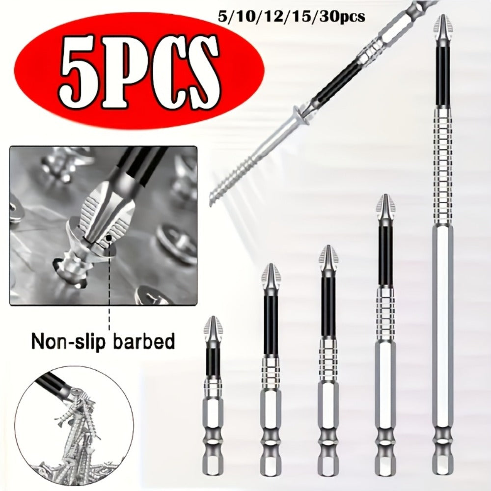 Magnetic Screwdriver Drill Bit Set Anti-Slip - K5 High Magnetic Power Bits in 50mm 65mm 70mm 75mm 90mm 150mm, Electric Screwdriver Bit Kit for Power Drills, DIY Home Repair & Professional Use