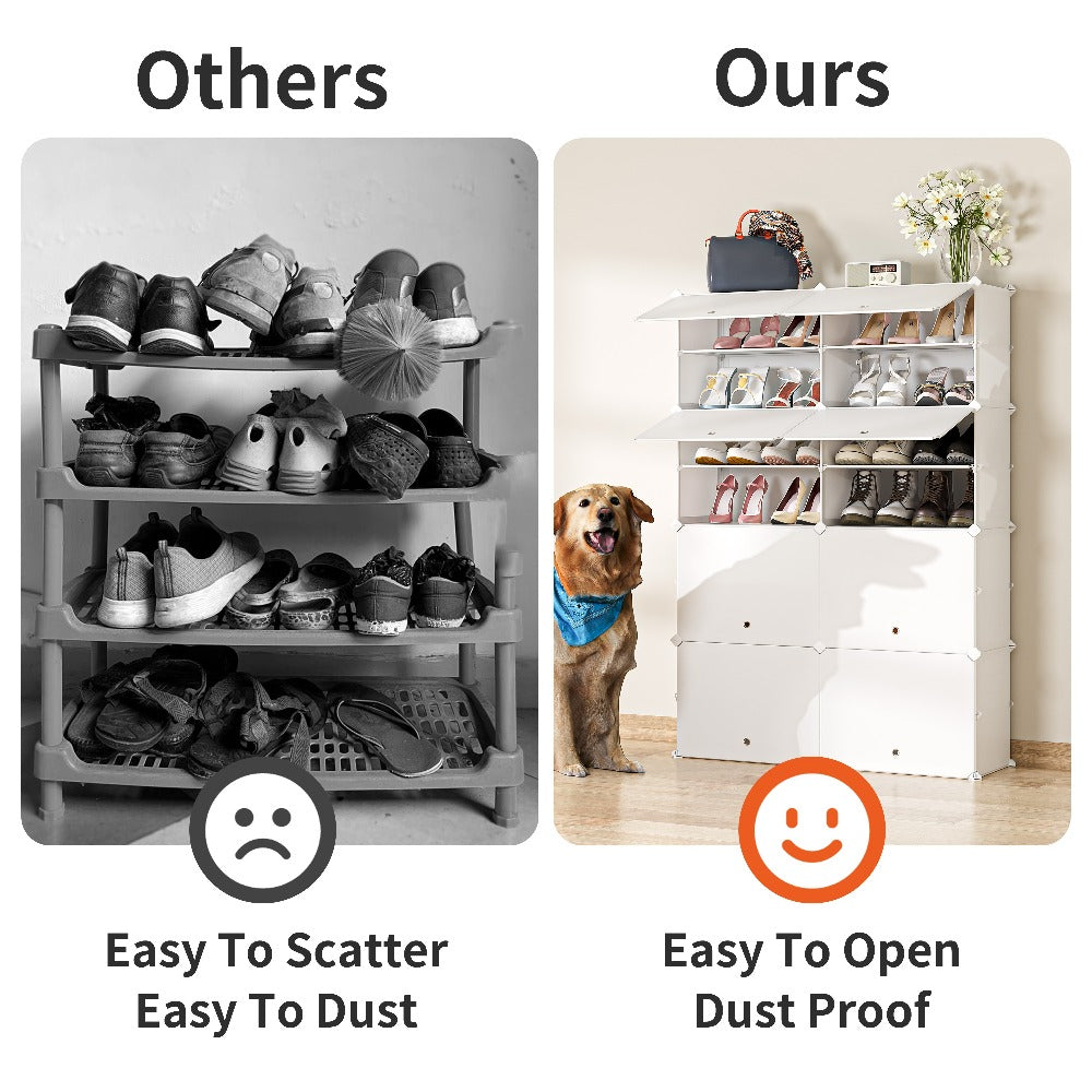 Shoe Rack Organizer Free Standing ¨C Shoe Storage Cabinet for Boots, Slippers & High Heels | 2¡Á6 / 3¡Á8 Tier Shoe Shelf for Closet, Bedroom, Entryway & Hallway | White, Translucent & Black Options