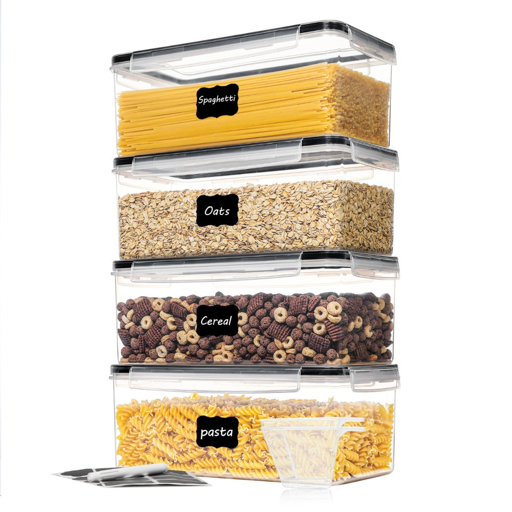 Pantry Storage Containers 4-Pack Airtight with Lids 108oz BPA-Free Plastic Spaghetti Pasta Organizer Gull-Wing Lock Kitchen Pantry Organization Fridge Freezer Safe