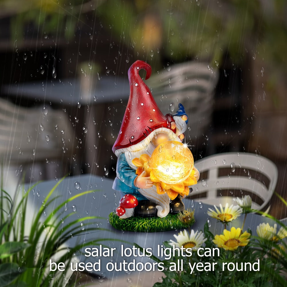 Solar Light Elf Resin Statue ¨C Outdoor Garden Figurine That Automatically Lights Up at Night, Holiday Collectible Decor for Christmas, Easter, Halloween, Thanksgiving & Hanukkah, Patio Porch Desk Decor Gift