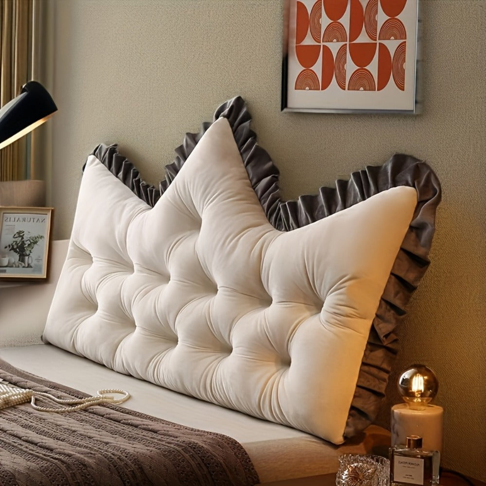 Tufted Backrest Cushion Large Vintage Ruffle Trim Sofa Bed Pillow Filled Lumbar Support Cushion Hand Washable Home Decor Pearl Gray Mica Gray Pearl White Emerald Green
