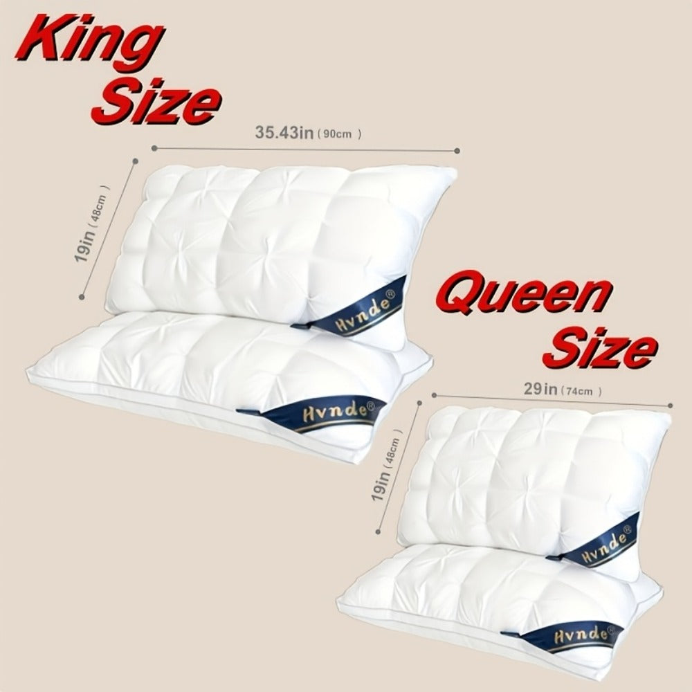 Luxury Hotel Pillows 2-Pack | King & Queen Size, Hypoallergenic Polyester Fill, Soft Satin Cover, Deep Sleep Neck Support, All-Season Non-Sinking Pillow Core, Boho Modern Design