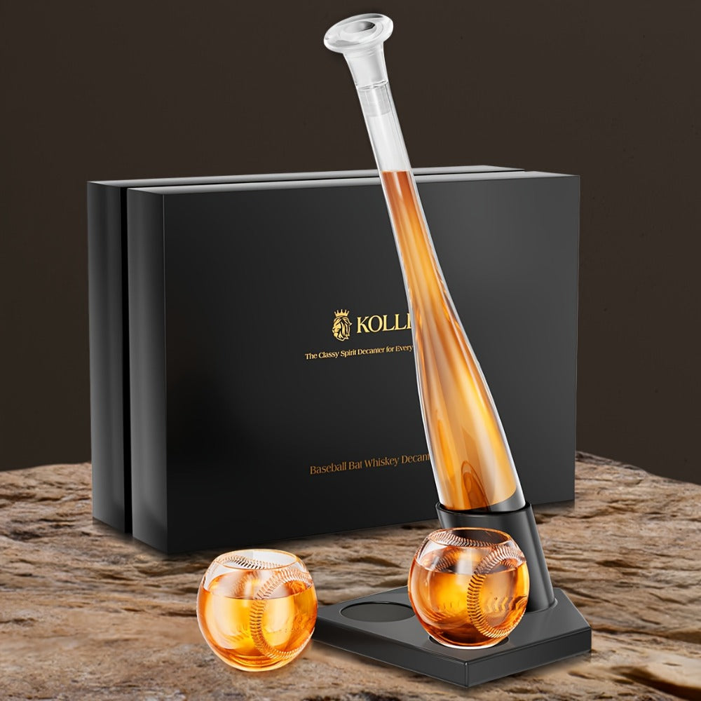 Baseball Bat Whiskey Decanter Set with 2 Glasses ¨C 20oz Liquor Decanter Gift Set for Men, Dad, Boyfriend, Coach