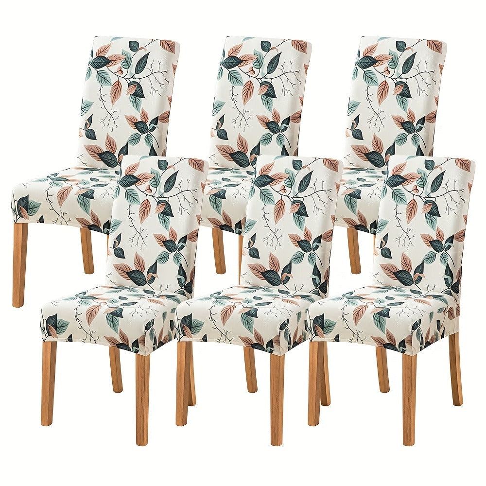 Dining Chair Covers Slipcovers Set of 4 or 6 - Spandex Stretch Milk Velvet Removable Washable Parsons Chair Protector | Anti-Slip Elastic Band | Multiple Prints | Kitchen Dining Room Hotel Ceremony