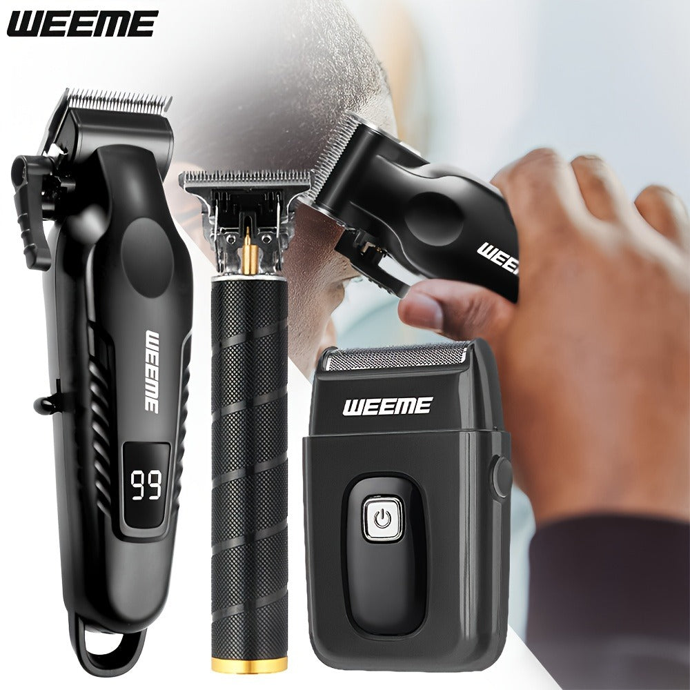 Men's Professional Grooming Kit ¨C Cordless Rotary Shaver & T-Blade Trimmer, Type-C Charging, 6 Adjustable Combs, Non-Slip Beard Shaper for Travel & Family Haircut