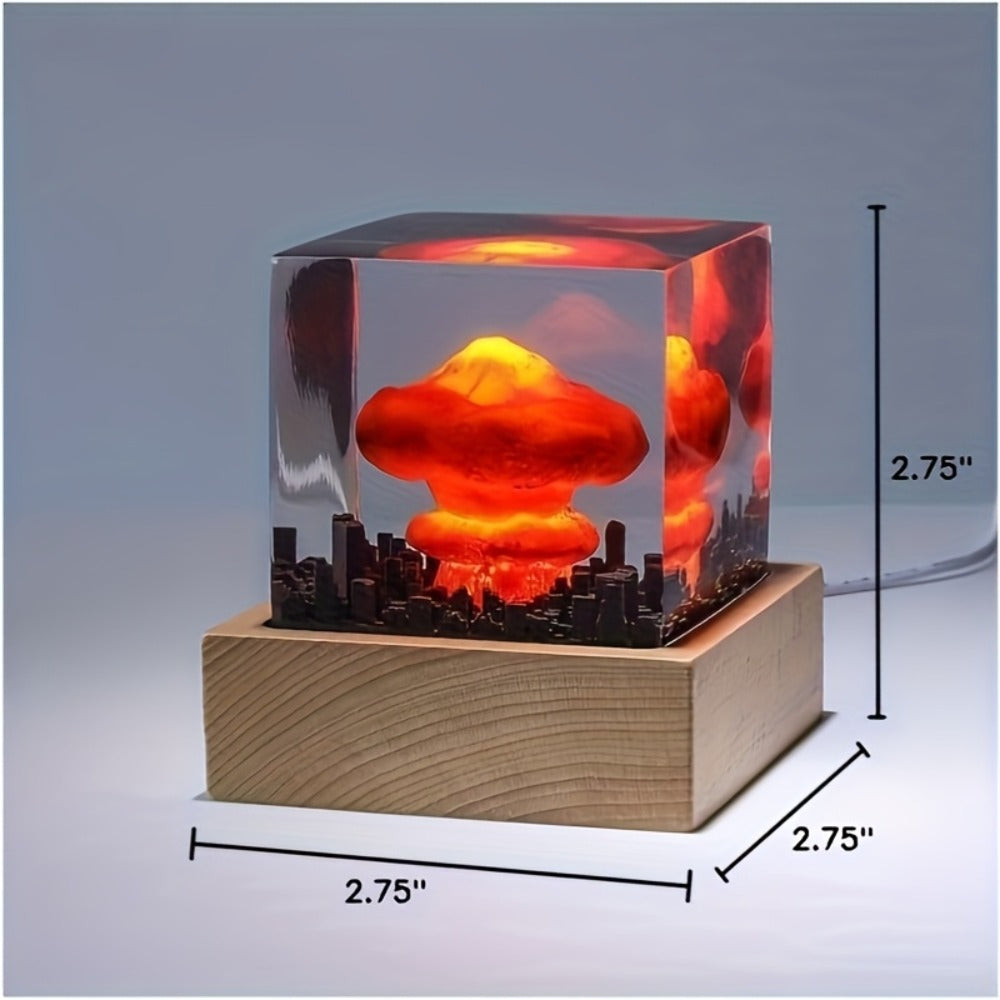 Mushroom Cloud Night Light ¨C USB Powered LED Atomic Bomb Glow Lamp, Sci-Fi Desktop Decoration Art Piece, Unique Gift for Nuclear Enthusiasts, Bedroom Living Room Office Decor