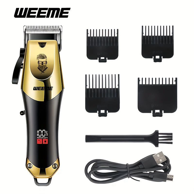Men's Grooming Kit USB Rechargeable Hair Clipper Set with Nose Trimmer Electric Shaver Detail Trimmer 8 Limit Combs Professional Haircut Kit Father's Day Christmas Gift Gold