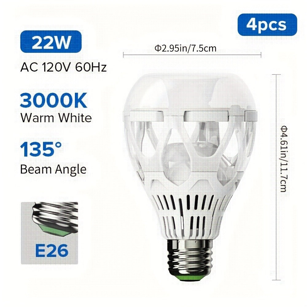A21 LED Light Bulb 22W 3000 Lumens 200W Equivalent High Brightness Non-Dimmable ¨C E26 Base 3000K Warm White & 5000K Daylight for Home Office Garage Workshop Indoor Lighting, 4-Pack