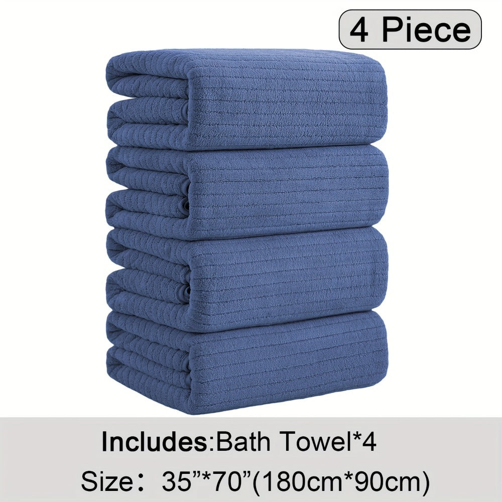 Bath Towels Set 4 Pack 35x70 Inch Oversized Extra Large - Microfiber Super Absorbent Quick Dry XL Bath Sheet Soft Bathroom Towels | 13 Colors | Family Hotel Spa Shower Towel Set Coastal Style
