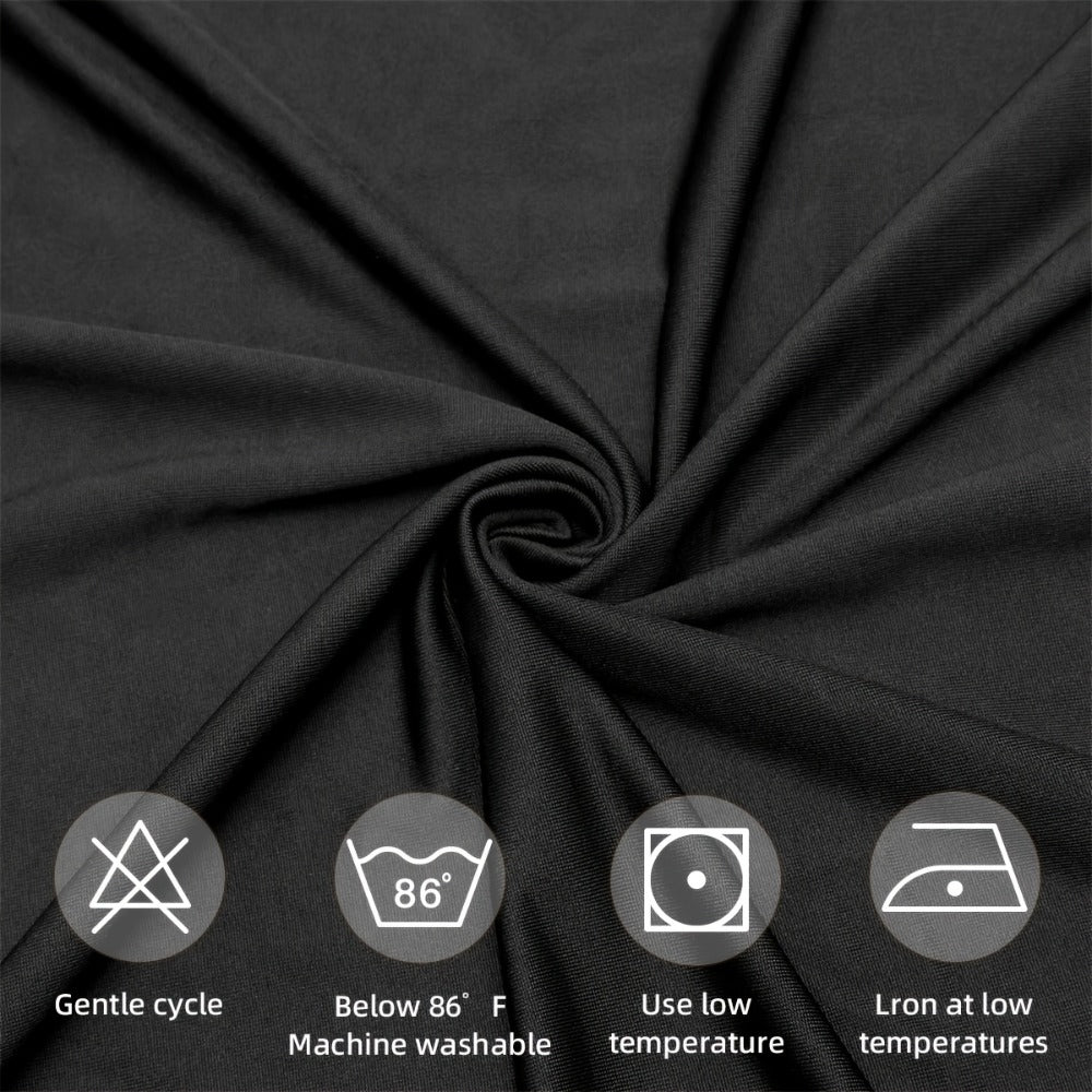 Spandex Table Skirt for Rectangle Tables 6ft, Black White Stretch Table Cover for Events Weddings Banquets, Washable Wrinkle Resistant