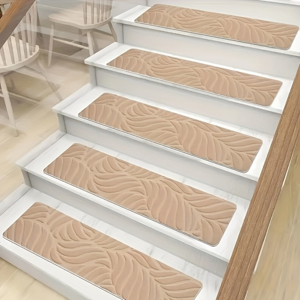 Non-Slip Stair Treads 15 Pack ¨C Self-Adhesive Indoor Stair Mats for Wooden Steps, Washable Polyester Carpet Runners, Protects Stairs & Prevents Slipping for Kids, Pets & Elderly