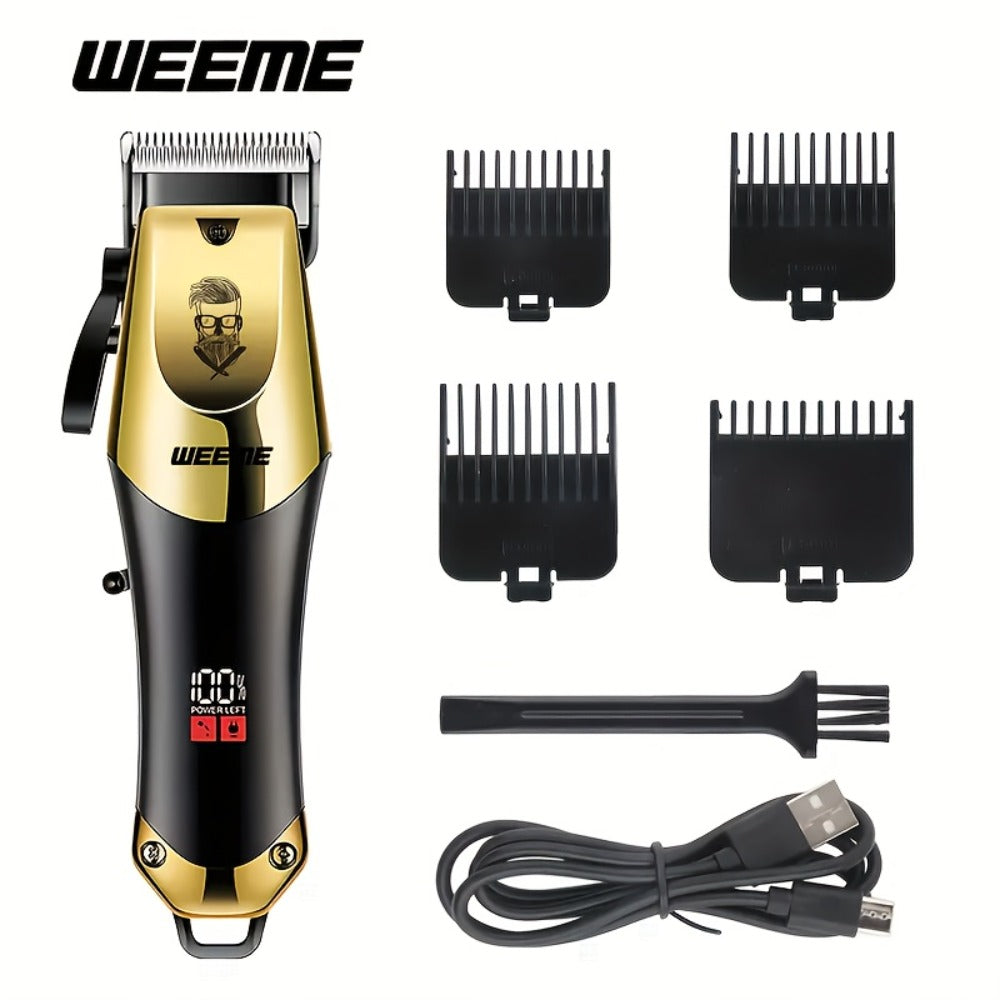 Men's Grooming Kit USB Rechargeable Hair Clipper Set with Nose Trimmer Electric Shaver Detail Trimmer 8 Limit Combs Professional Haircut Kit Father's Day Christmas Gift Gold