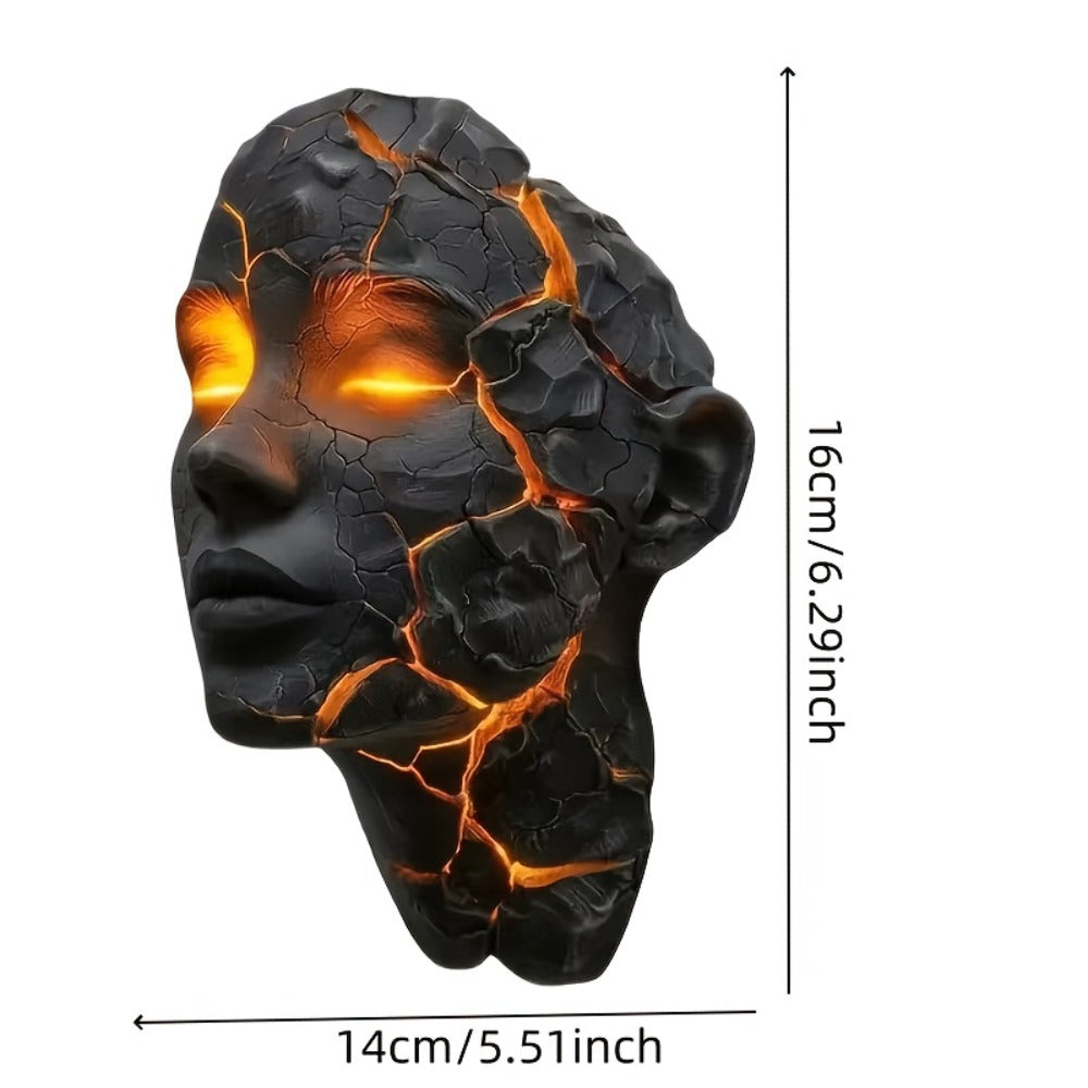 3D Shattered Soul Wall Lamp ¨C LED Night Light Cracked Face Phantom Effect USB Powered Resin Wall Light for Bedroom Living Room Bar Cafe Home Decor, Easy Install Gothic Aesthetic Atmosphere Lamp