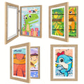 Kids Artwork Frame Front Opening Changeable 8.5x11 Children Art Display Picture Frame Holds 100+ Pieces for Drawing Crafts Photos 2 Pack 4 Pack Wood White