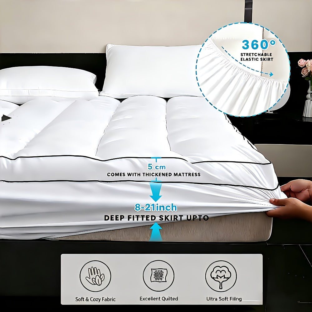 Cooling Mattress Topper Baffle Box Design Overfilled Down Alternative Pillow Top 6-8cm Plush Hotel Quality 8-21 Inch Deep Pocket Twin Full Queen King