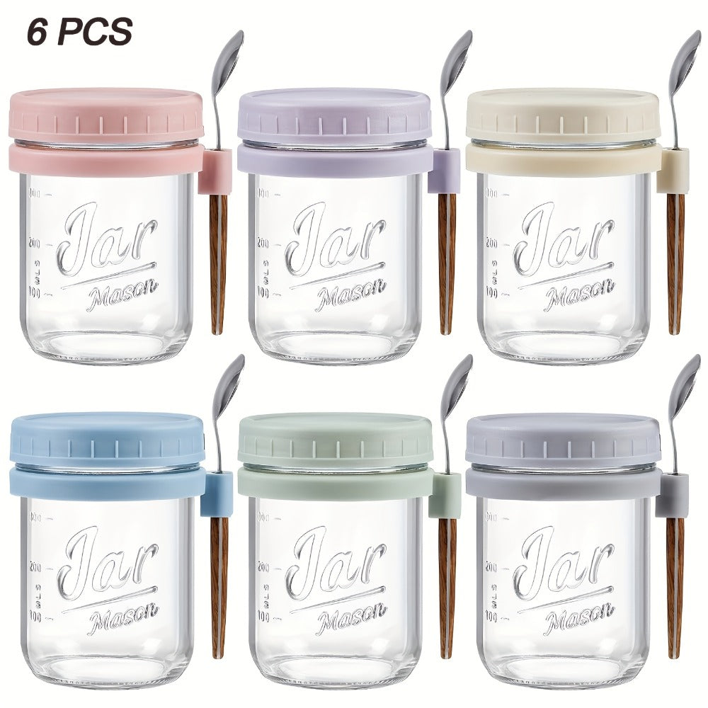 Overnight Oats Cups with Flip-Top Lids Meal Prep Jars Portable Containers for Cereal Yogurt Smoothies On-the-Go Meals Set of 4 or 6 Packs