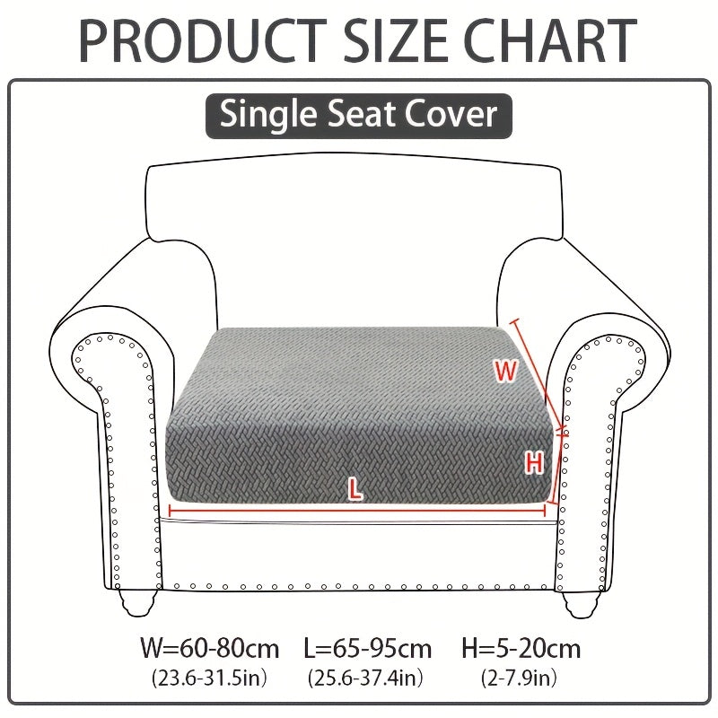 Jacquard Stretch Sofa Cover Non-Slip | Elastic Wear-Resistant Couch Slipcover, Polyester Jacquard Fabric, 1 to 4 Seat Sectional L-Shape, Armrest Backrest, Machine Washable