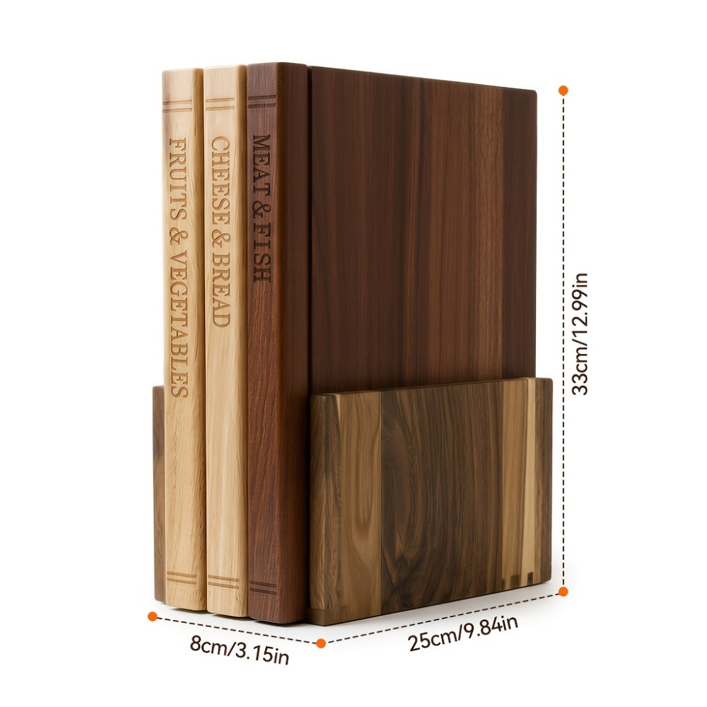 Acacia Wood Cutting Board Set 3 Piece with Stand Book Shaped Decorative Chopping Board for Vegetables Cheese Bread Meat Kitchen Gift Set