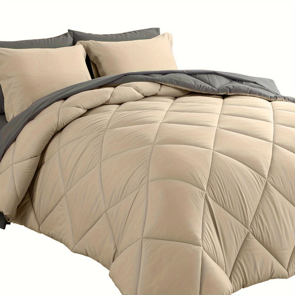 Comforter Set 7-Piece Bed in a Bag Queen King Full Soft Microfiber Down Alternative Comforter Fitted Sheet Flat Sheet Pillow Shams Pillowcases All Season Bedding Set 34 Colors